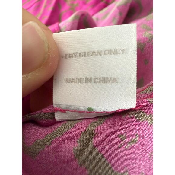 Ellie Kai Size 0/S Silk Abstract Keyhole Casual Top Purple Long Sleeve Button - Picture 6 of 7